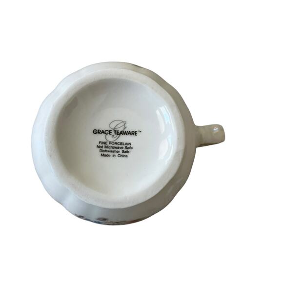 Grace Teaware Floral Gingham Bunny Fine Porcelain Creamer NEW - Picture 9 of 12